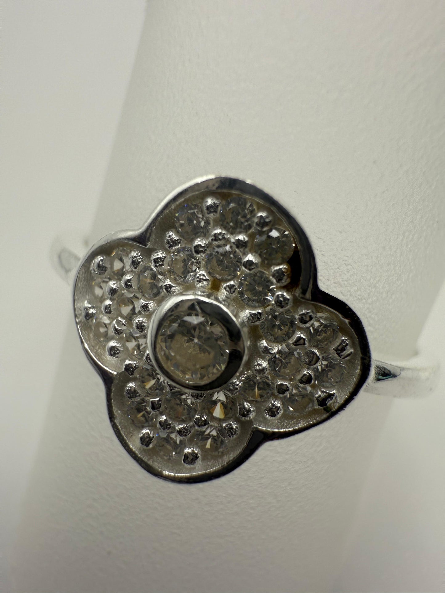 Mod Agate Clover Ring Sterling Silver 925