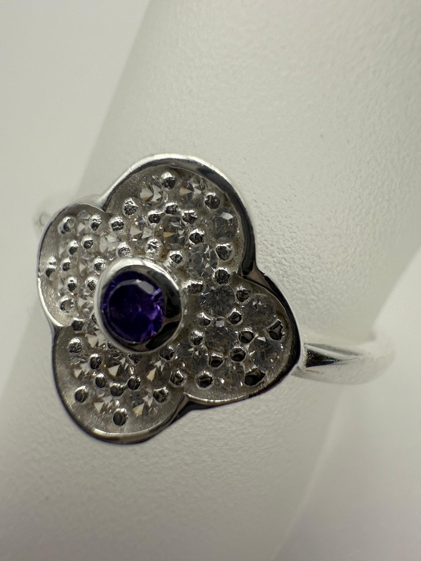 Mod Agate Clover Ring Sterling Silver 925