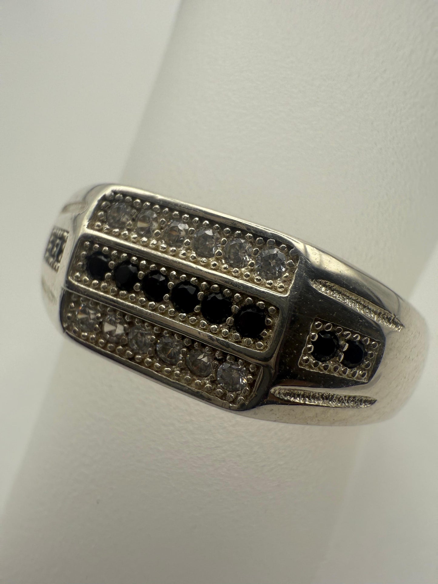 Gents Black C/Z Ring Sterling Silver 925