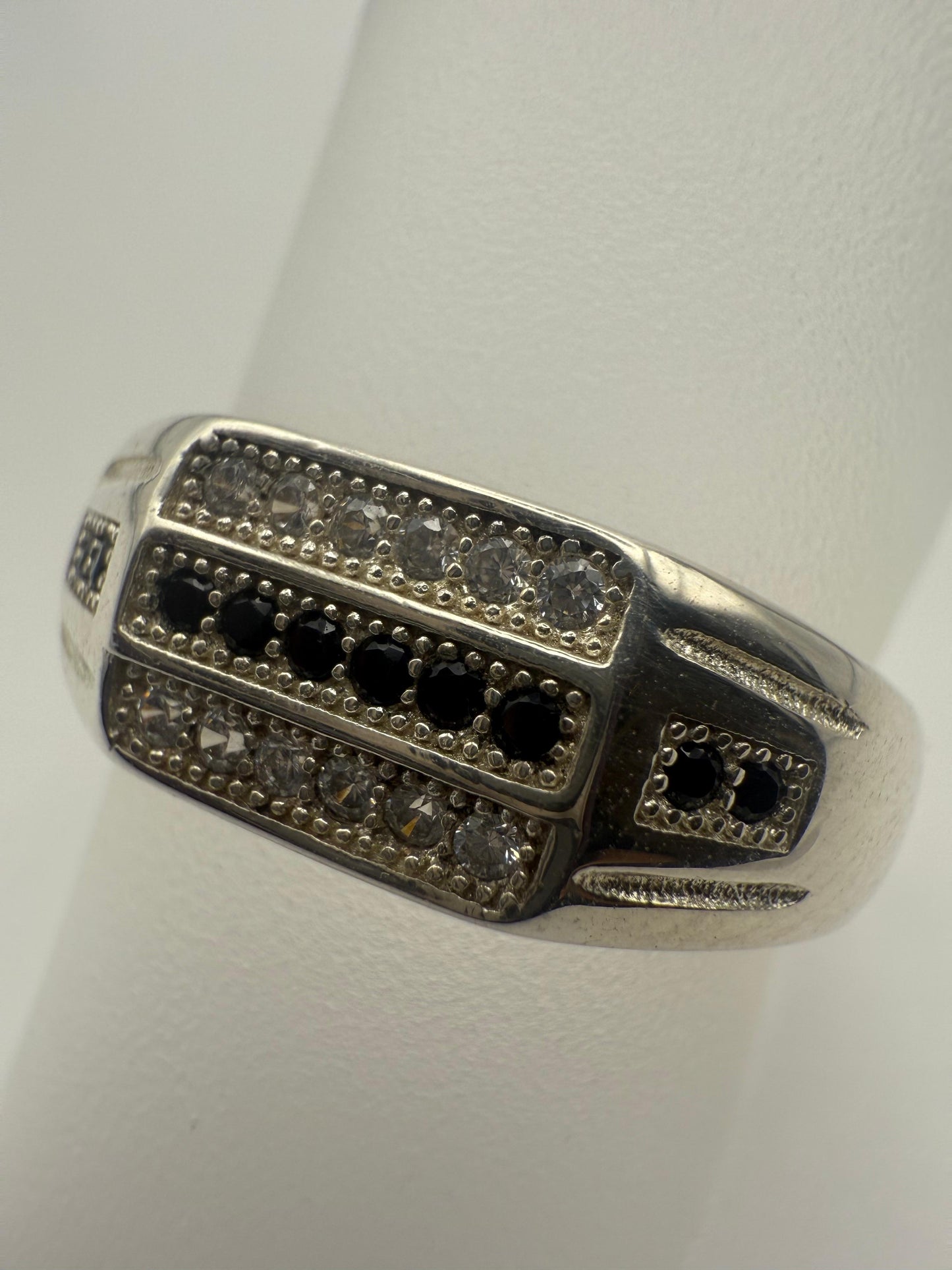 Gents Black C/Z Ring Sterling Silver 925