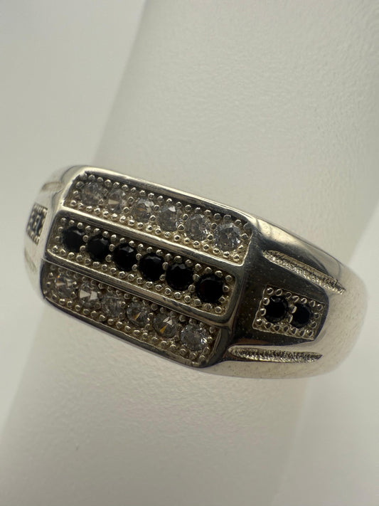 Gents Black C/Z Ring Sterling Silver 925