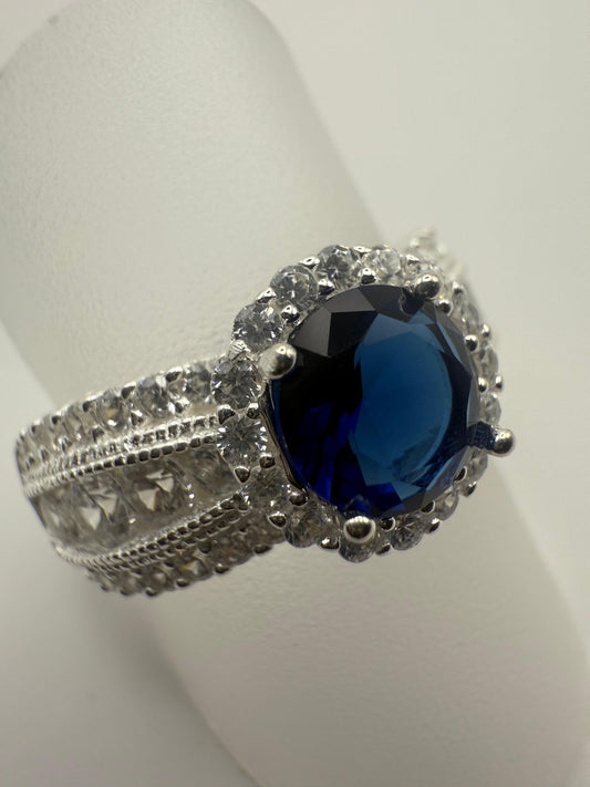 C/Z LDR Sapphire Ring Sterling Silver 925