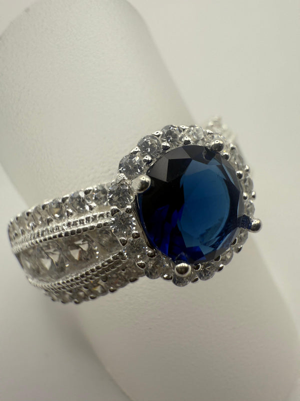 C/Z LDR Sapphire Ring Sterling Silver 925