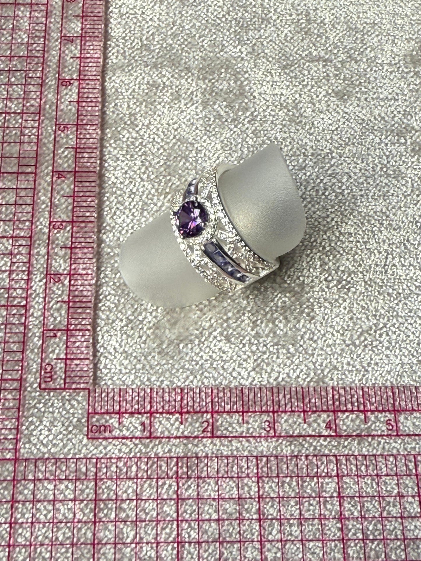 Broad LDR Purple C/Z Ring Sterling Silver 925