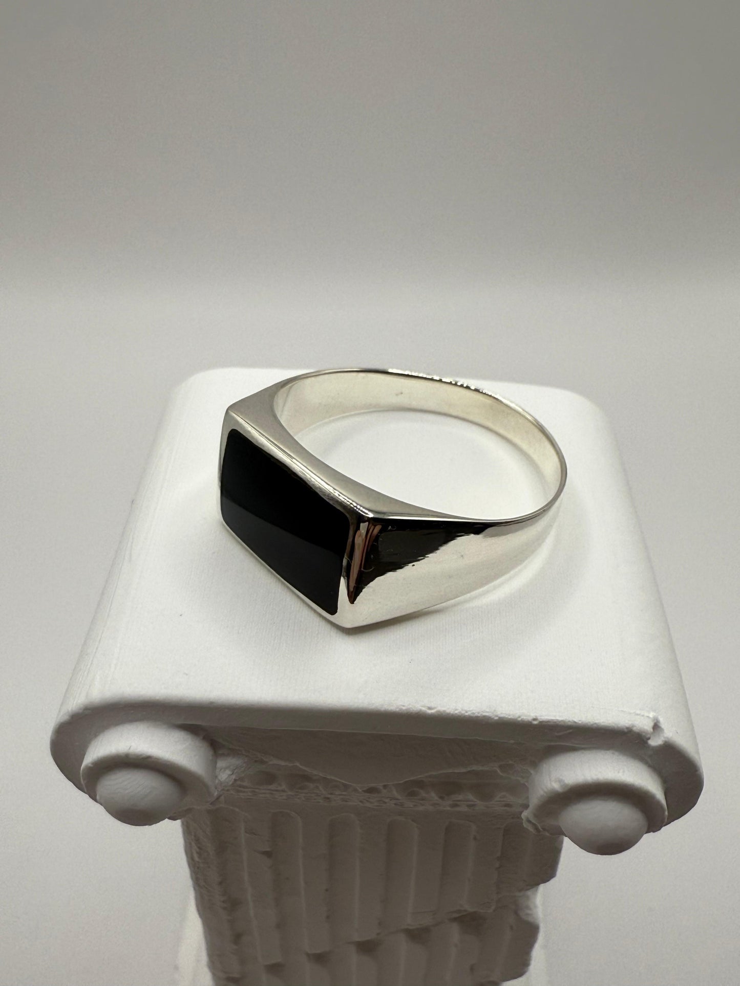 Gents Onyx Ring Solid Sterling Silver 925