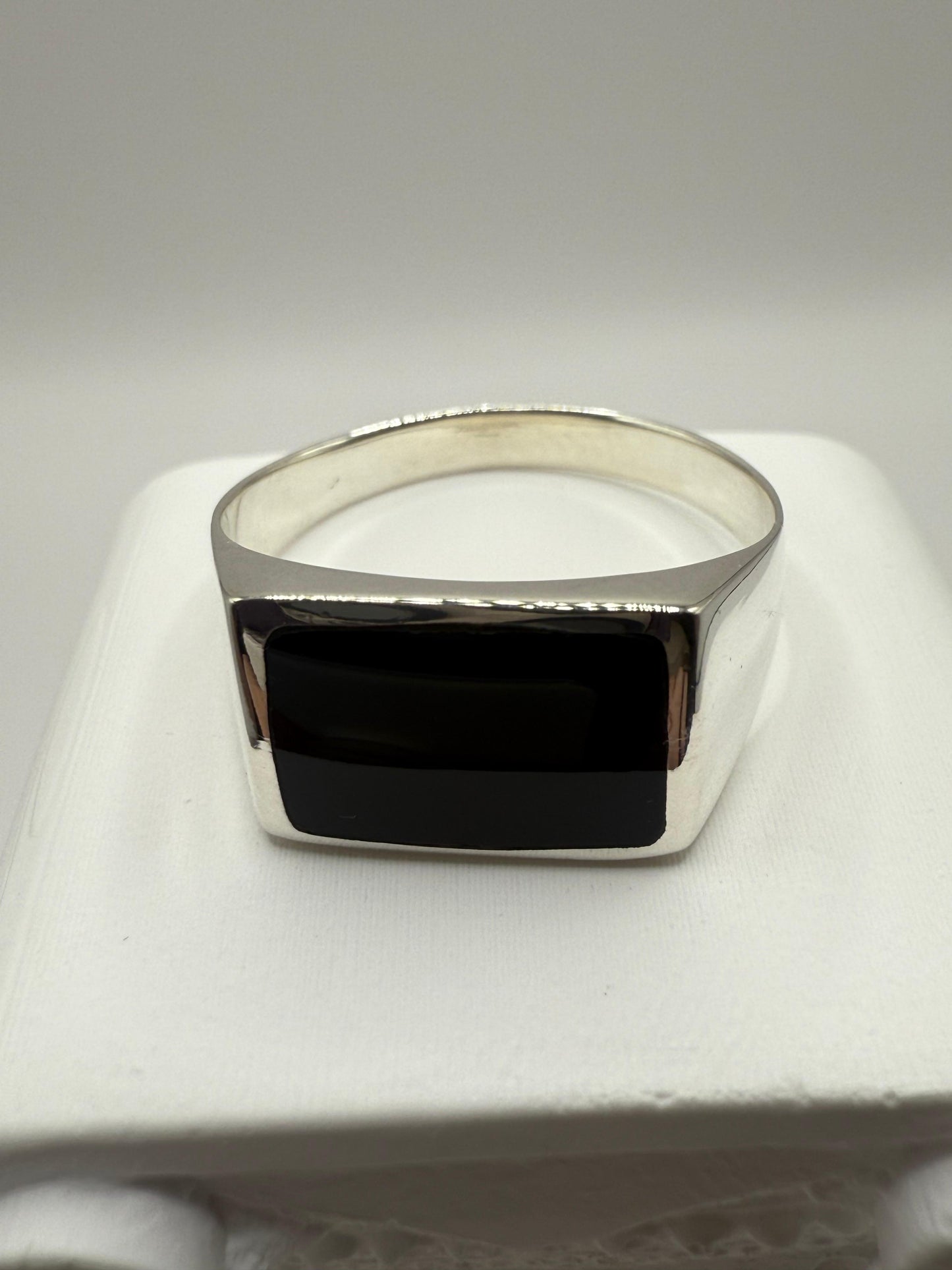 Gents Onyx Ring Solid Sterling Silver 925
