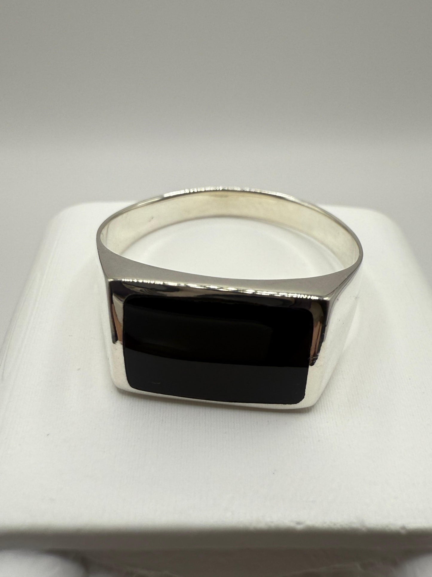 Gents Onyx Ring Solid Sterling Silver 925
