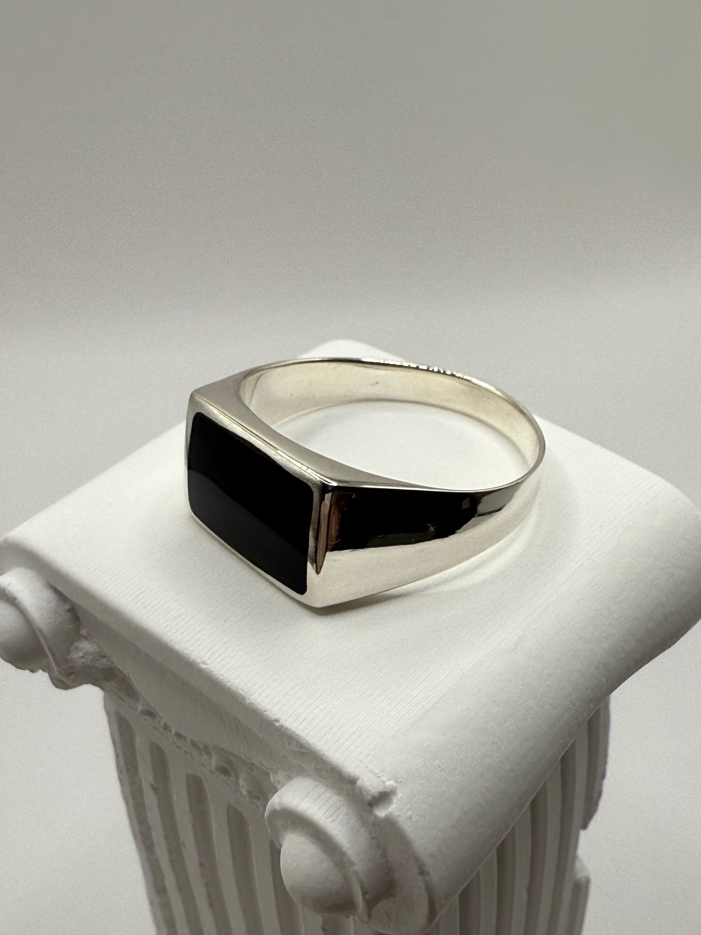 Gents Onyx Ring Solid Sterling Silver 925