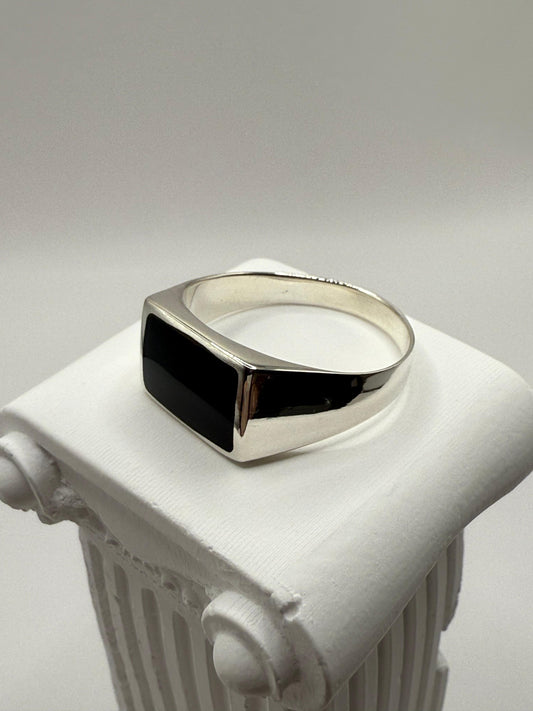 Gents Onyx Ring Solid Sterling Silver 925