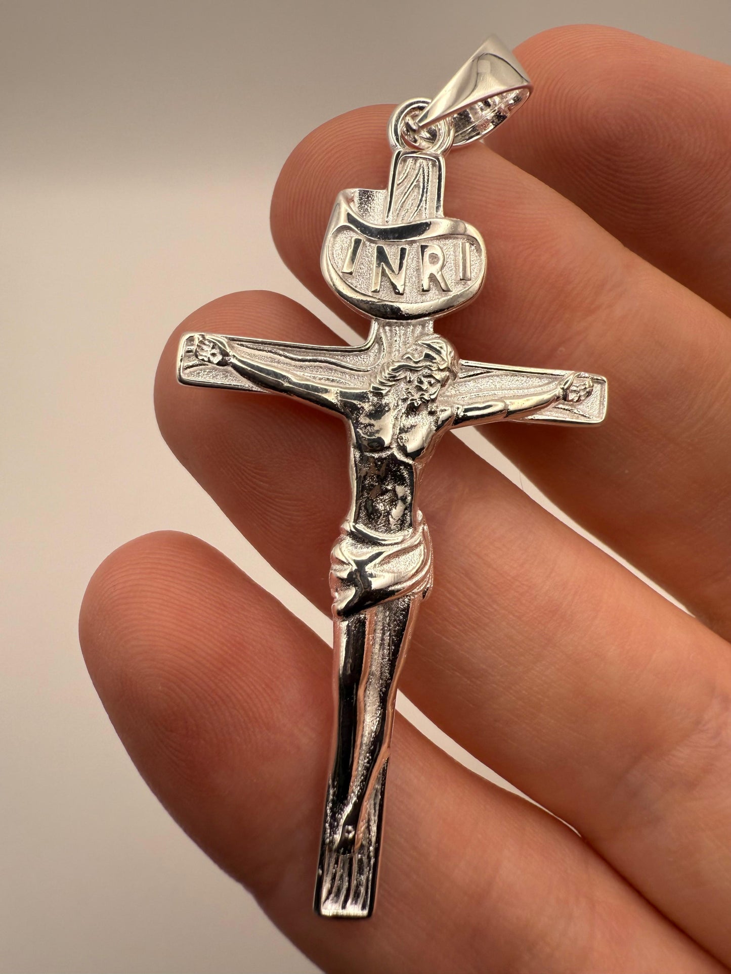 Large Crucifix Pendant Solid Sterling Silver 925 11.1g