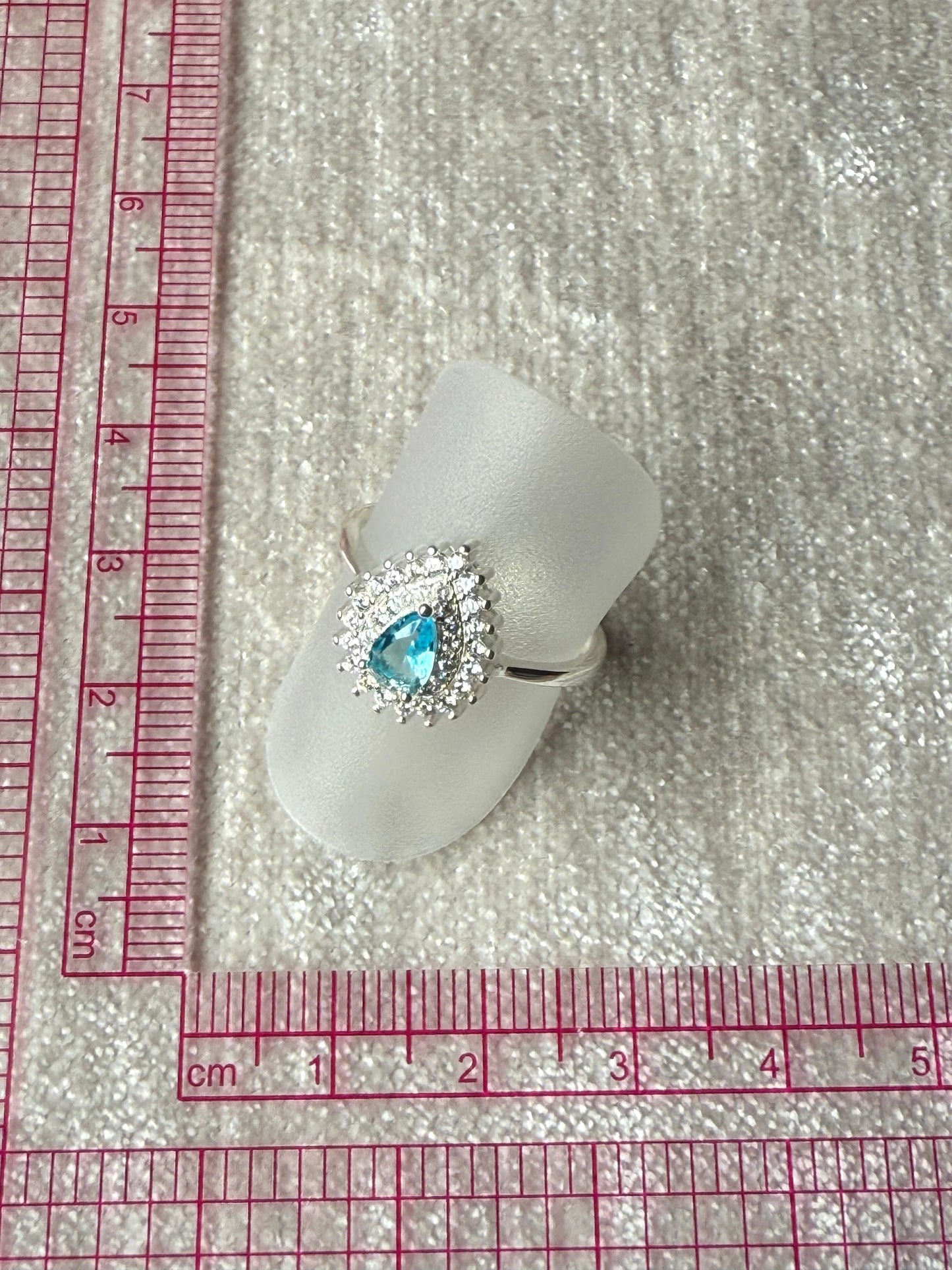 Aqua Teardrop Ring Sterling Silver 925