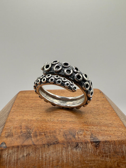 Solid Octopus Tentacle Hand Made Sterling Silver 925 Ring