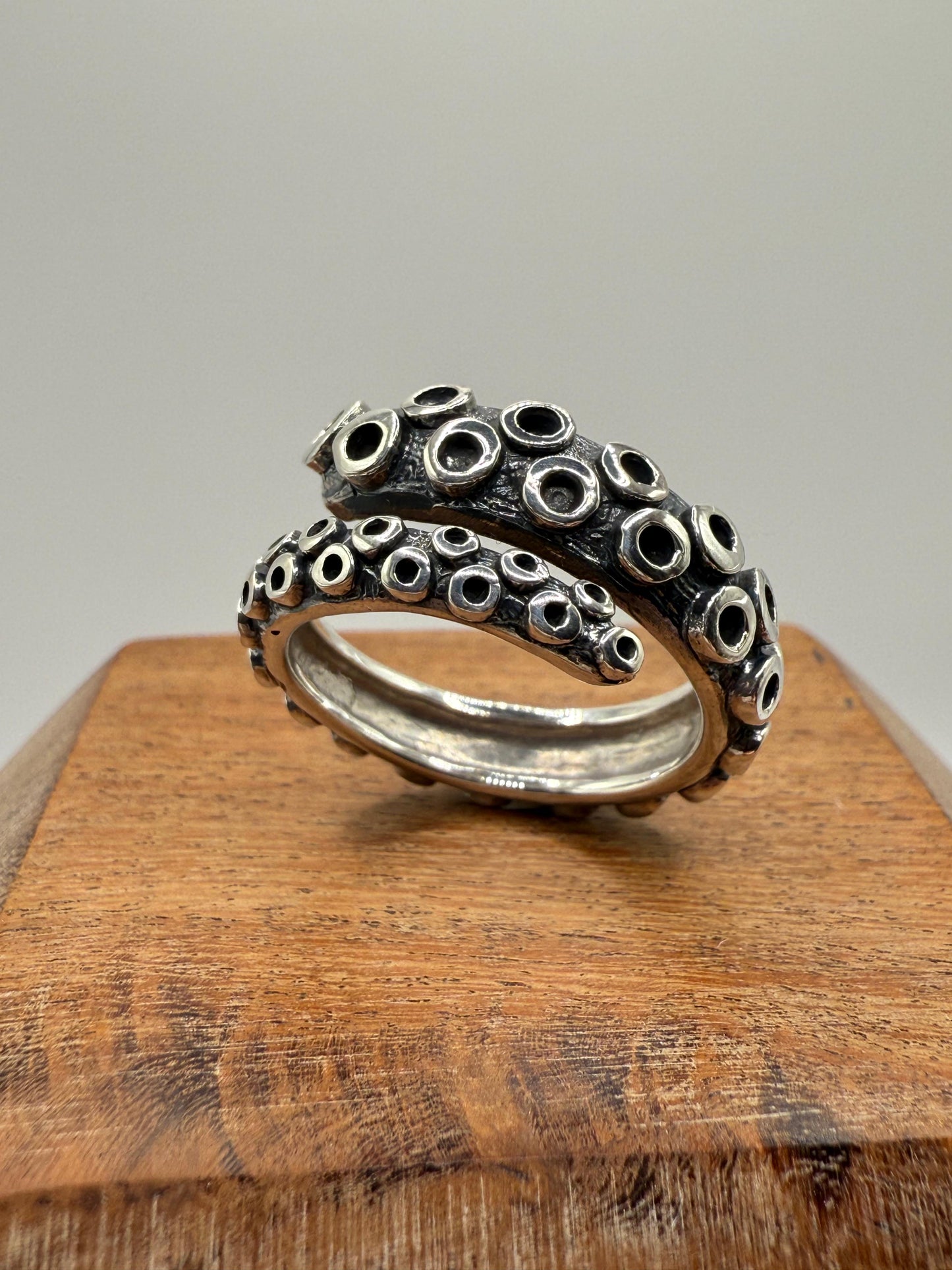 Solid Octopus Tentacle Hand Made Sterling Silver 925 Ring
