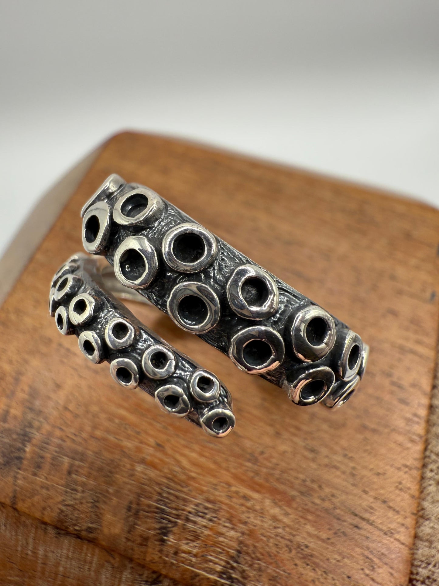 Solid Octopus Tentacle Hand Made Sterling Silver 925 Ring