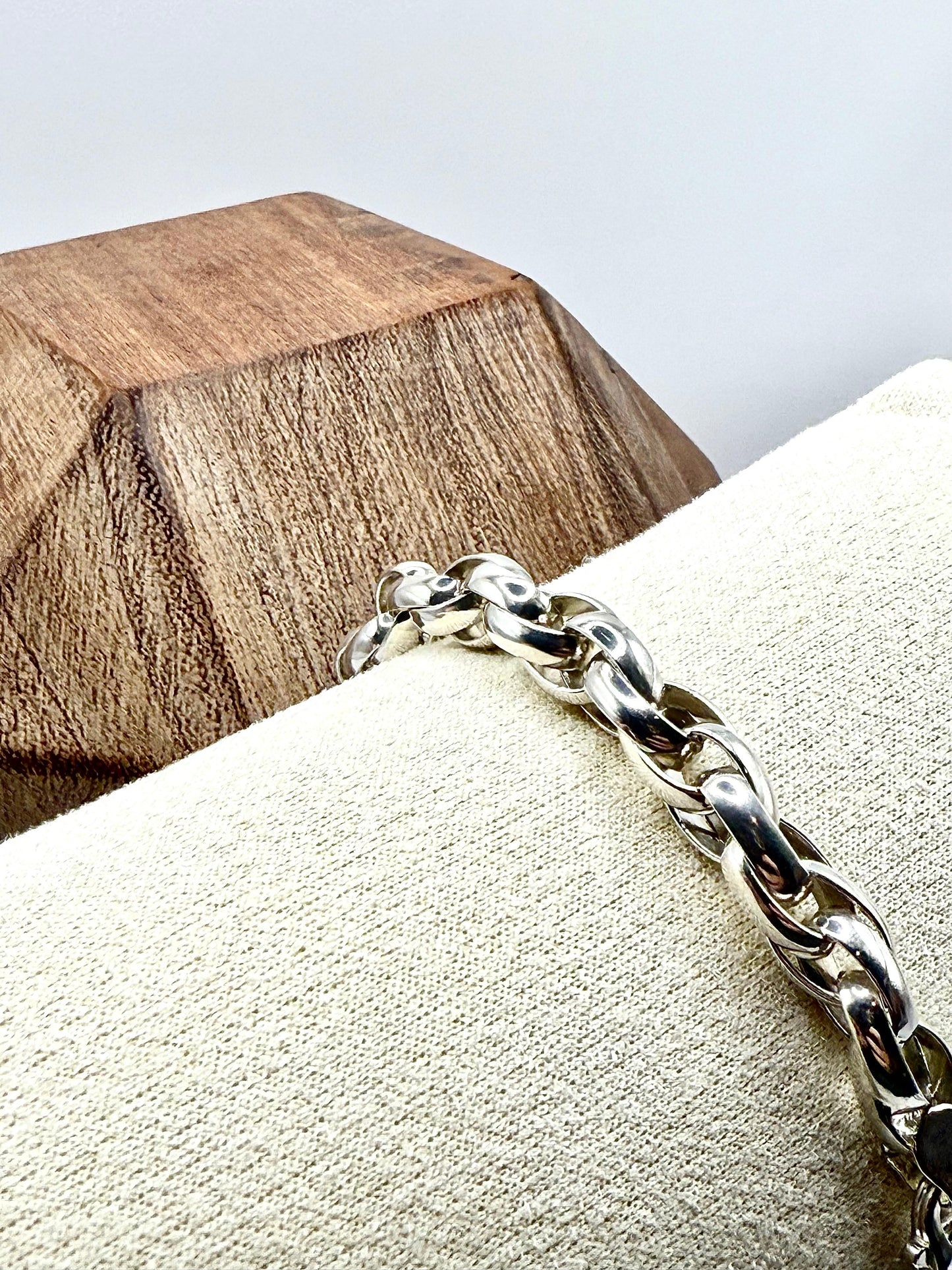 Solid Oval Rolo Bracelet Sterling Silver 925