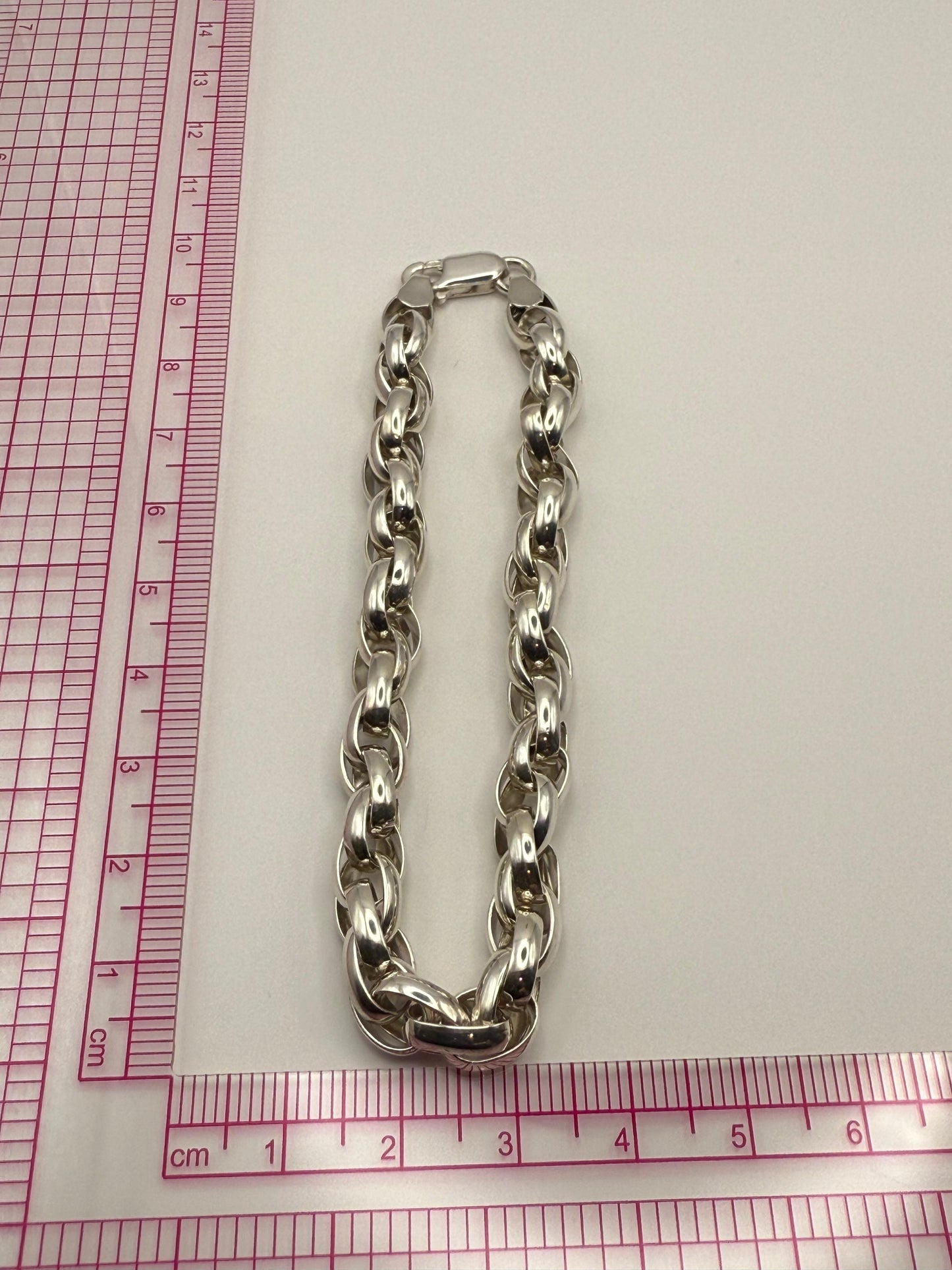 Solid Oval Rolo Bracelet Sterling Silver 925