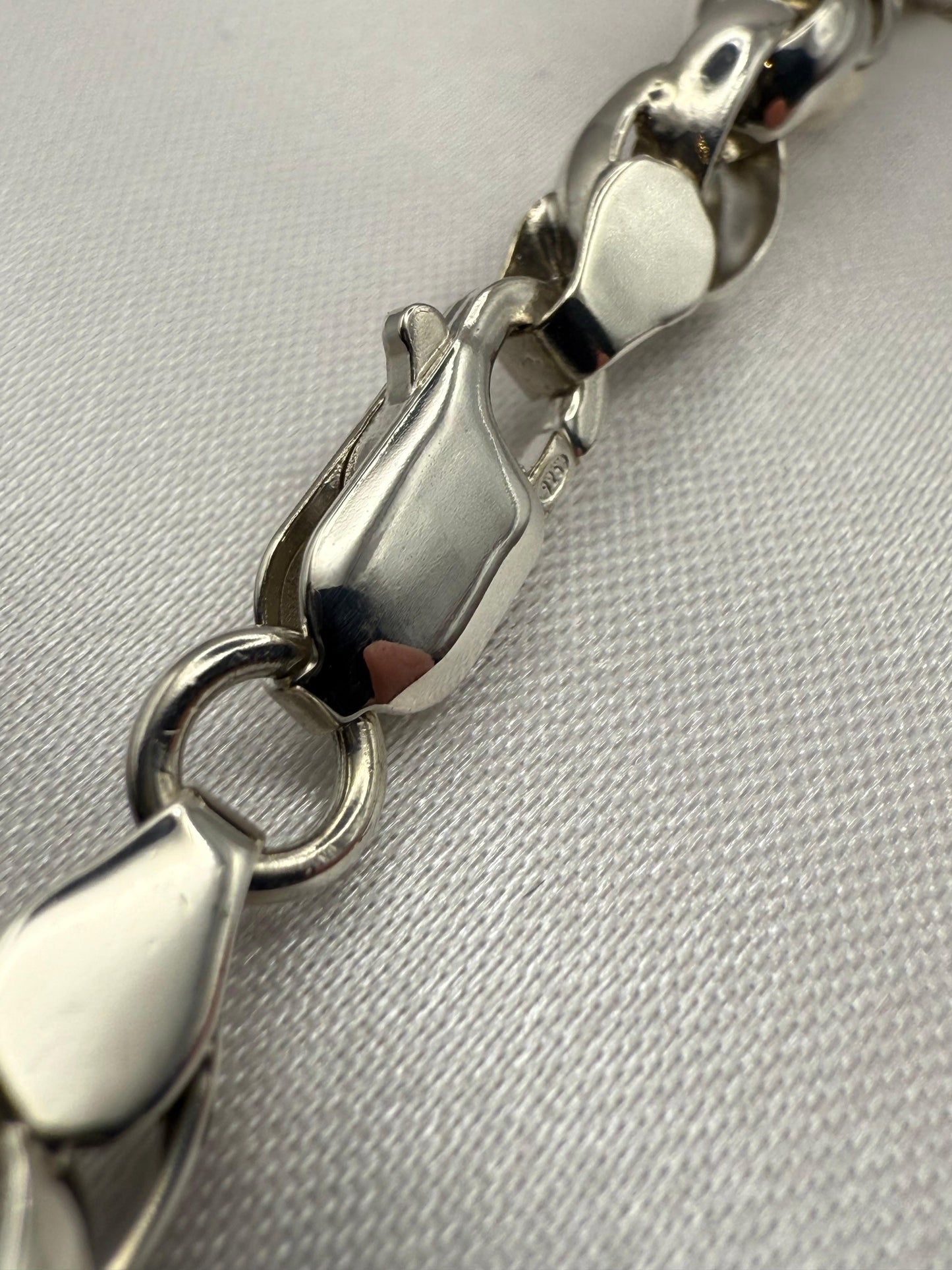 Solid Oval Rolo Bracelet Sterling Silver 925