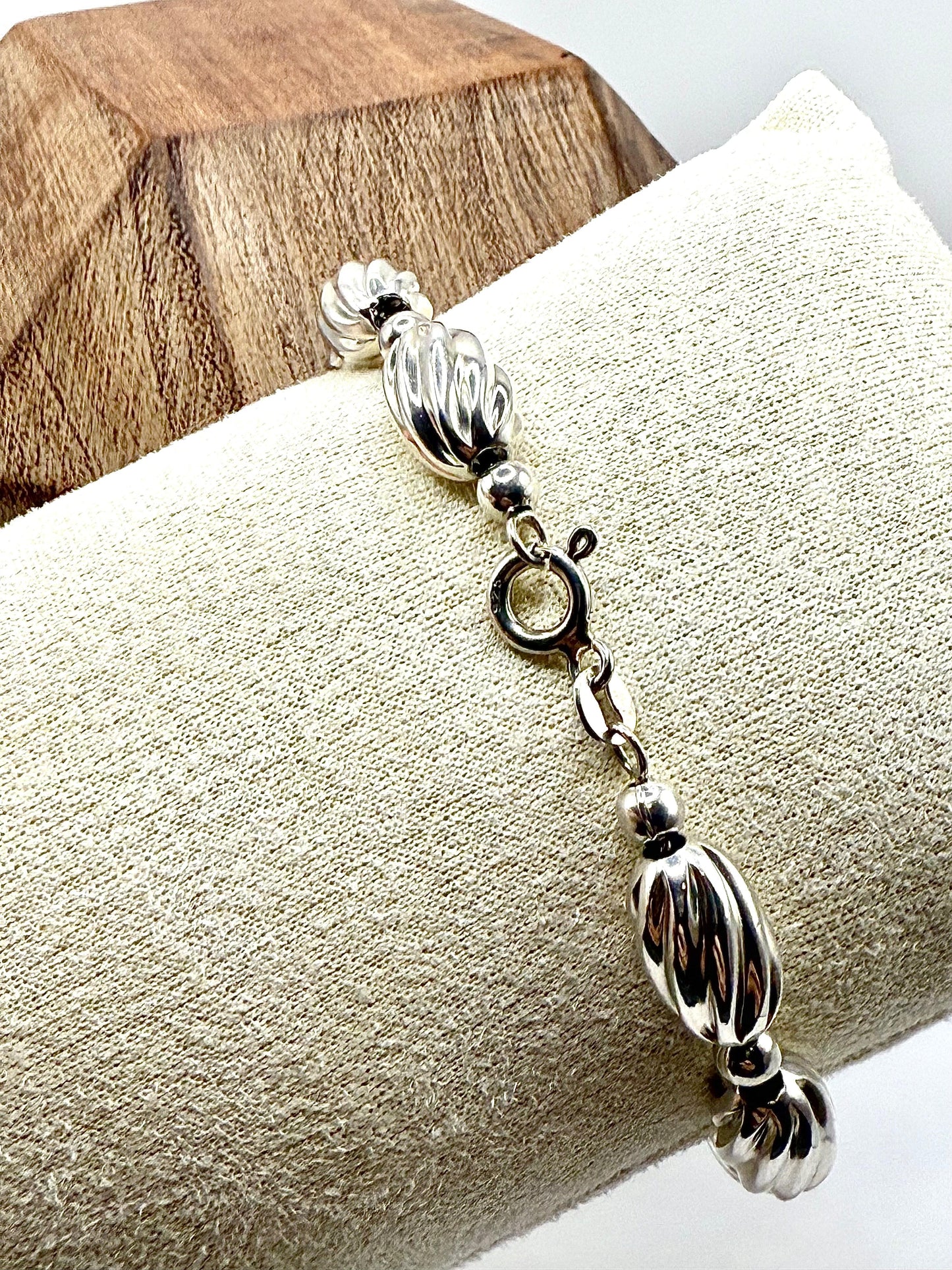 Fancy Bead Bracelet Sterling Silver 925