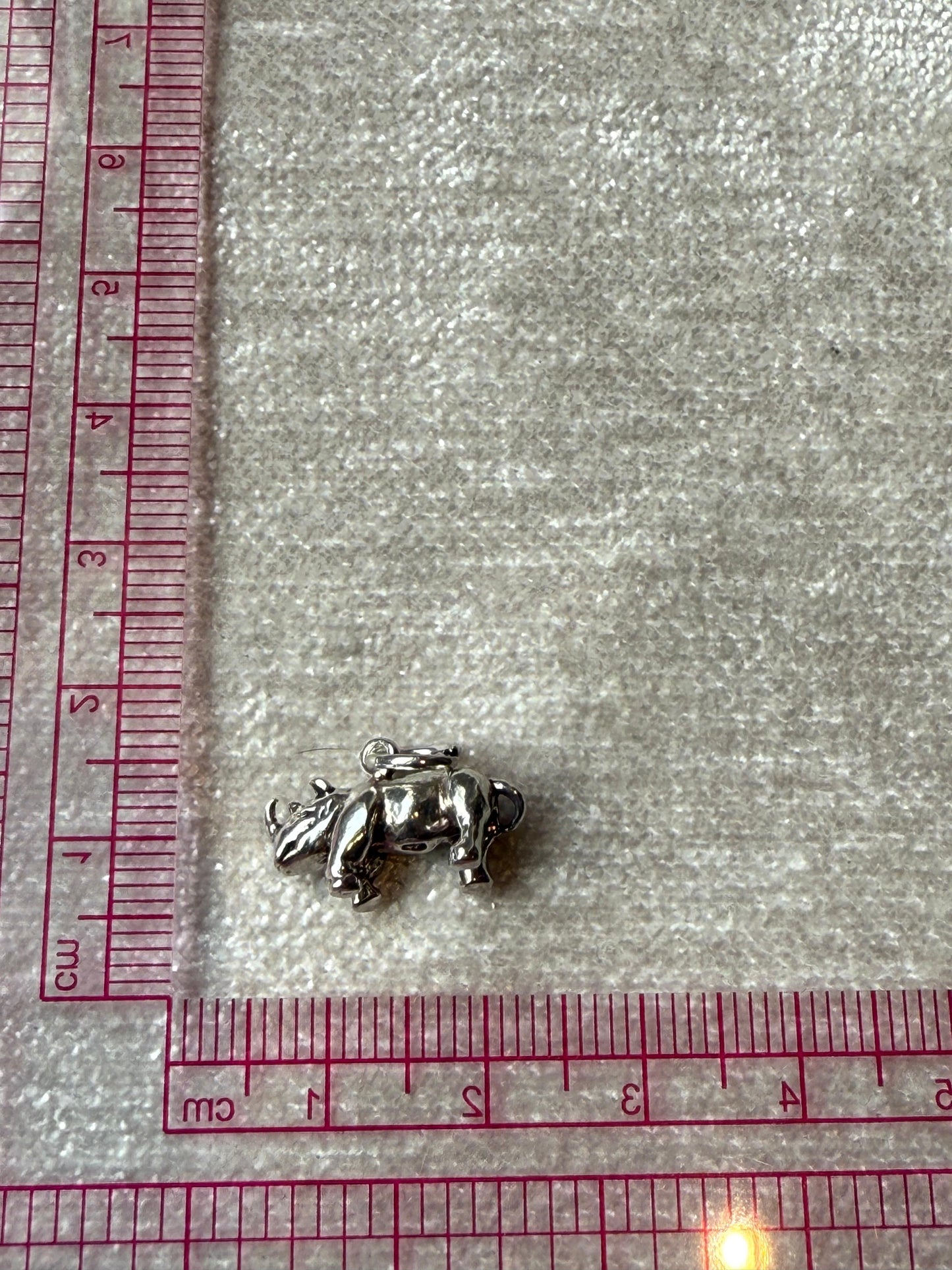 Handmade Solid Rhino Charm Sterling Silver 925