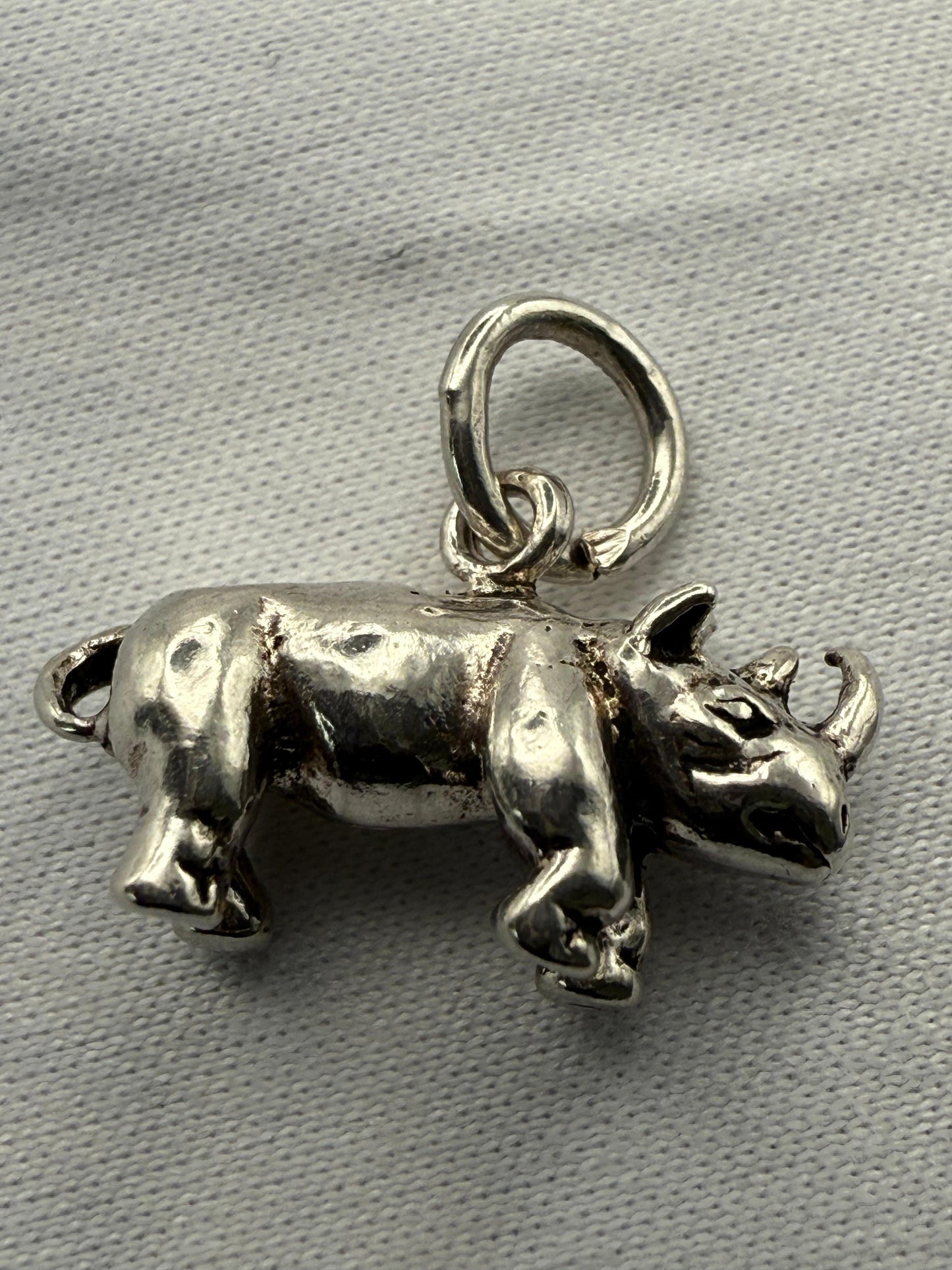 Handmade Solid Rhino Charm Sterling Silver 925