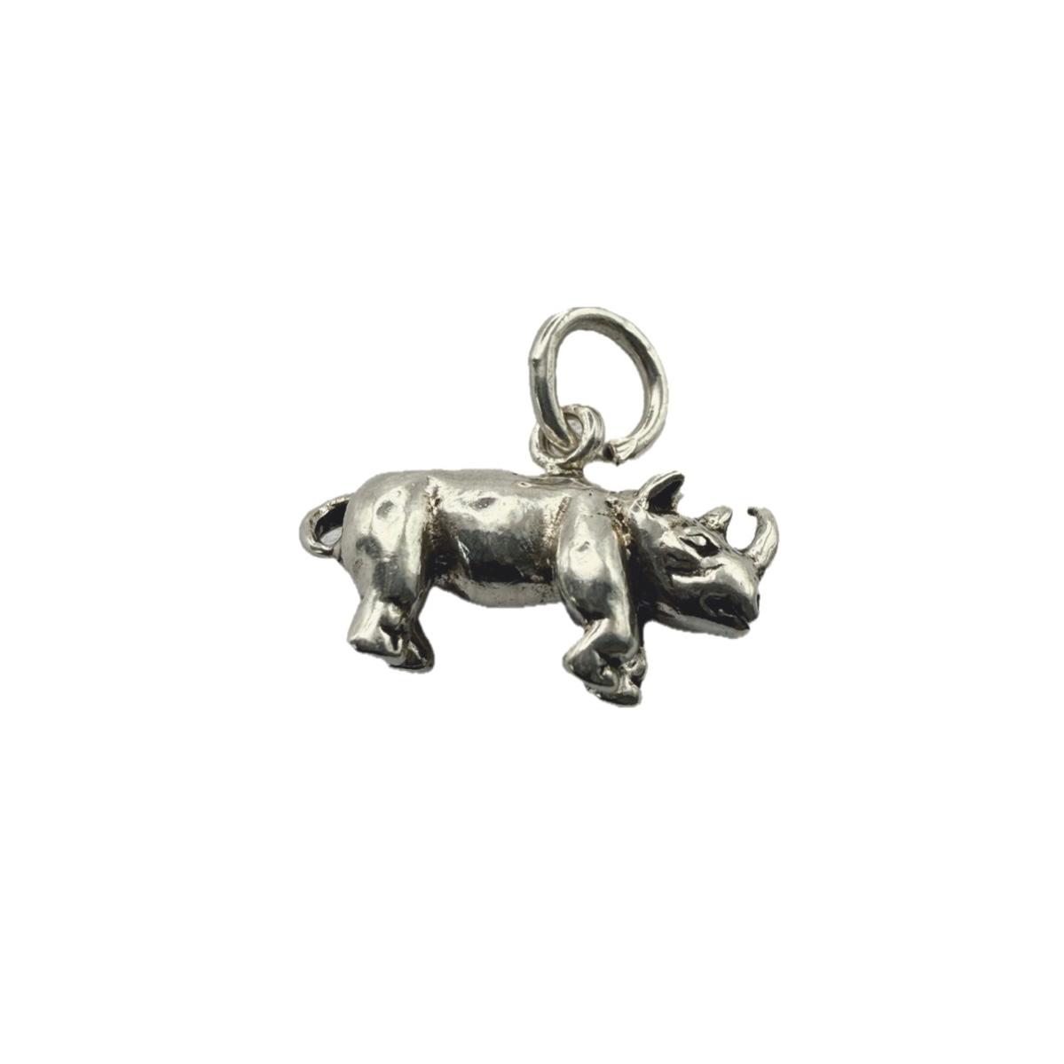 Handmade Solid Rhino Charm Sterling Silver 925
