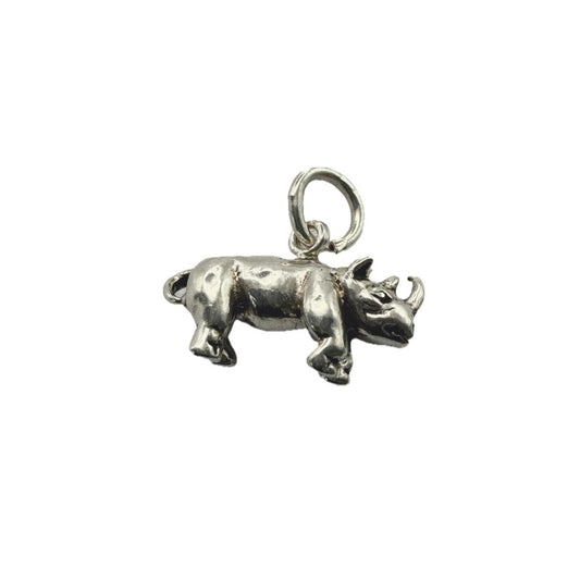 Handmade Solid Rhino Charm Sterling Silver 925