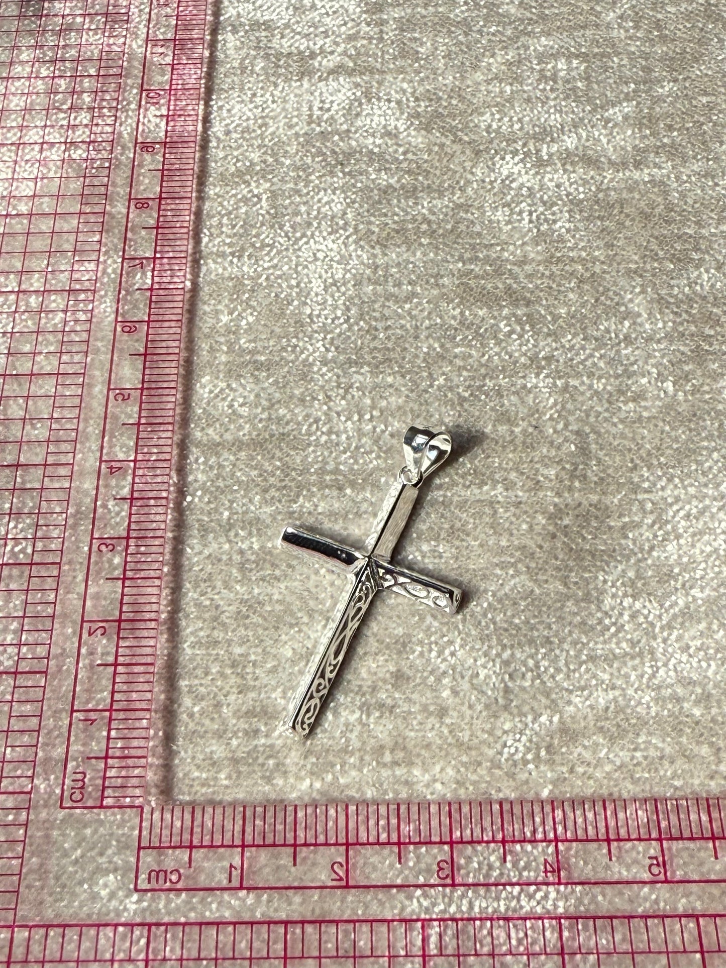 Engraved Cross Pendant Sterling Silver 925