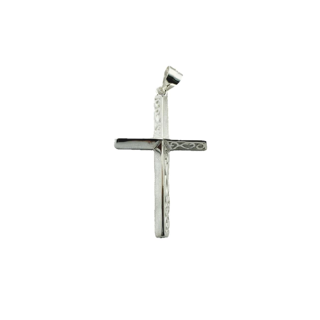 Engraved Cross Pendant Sterling Silver 925