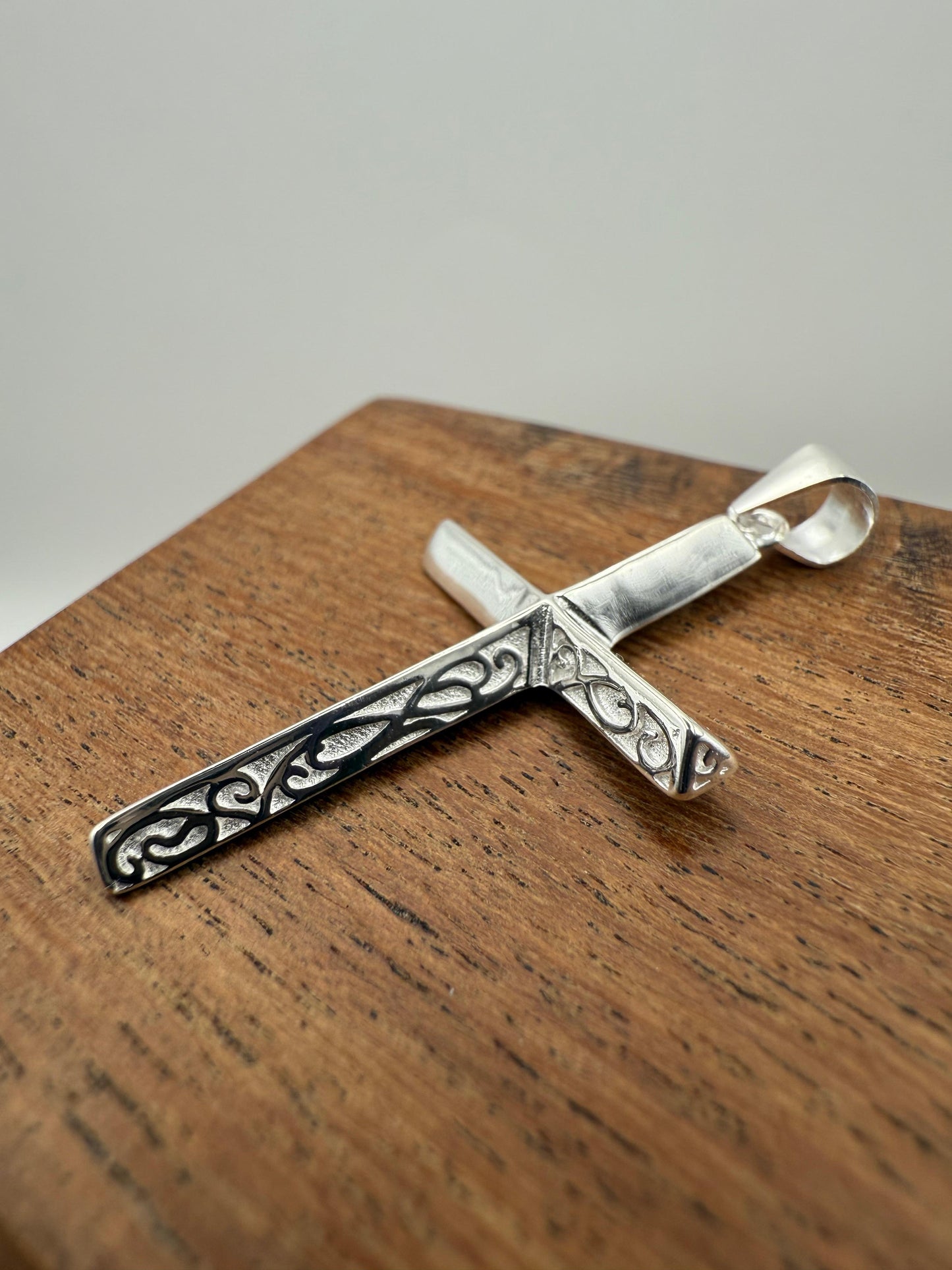 Engraved Cross Pendant Sterling Silver 925