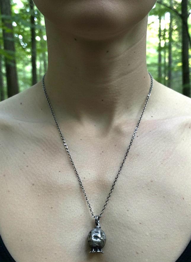 Small Poppy Pendant on chain Sterling Silver 925