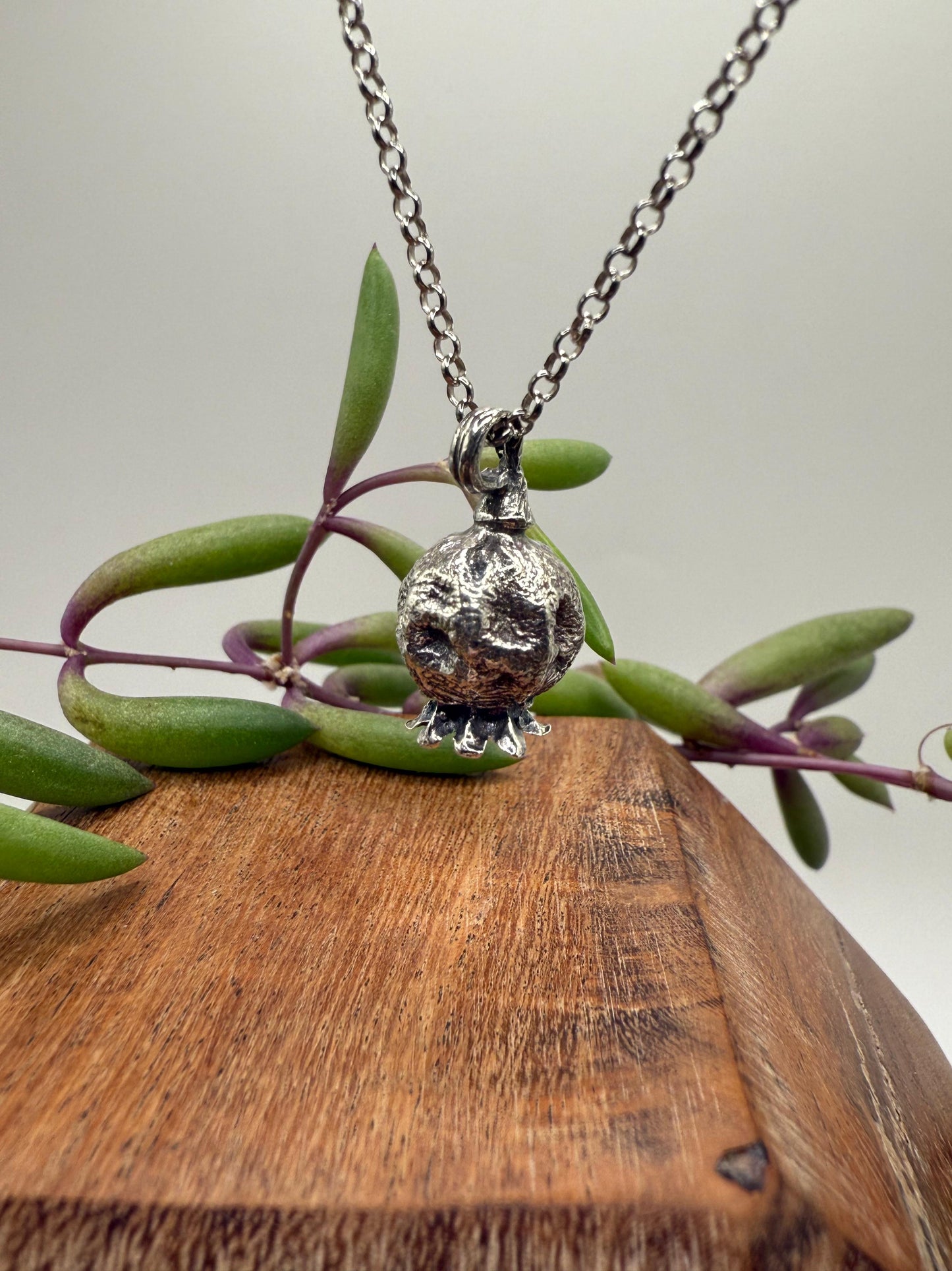 Small Poppy Pendant on chain Sterling Silver 925