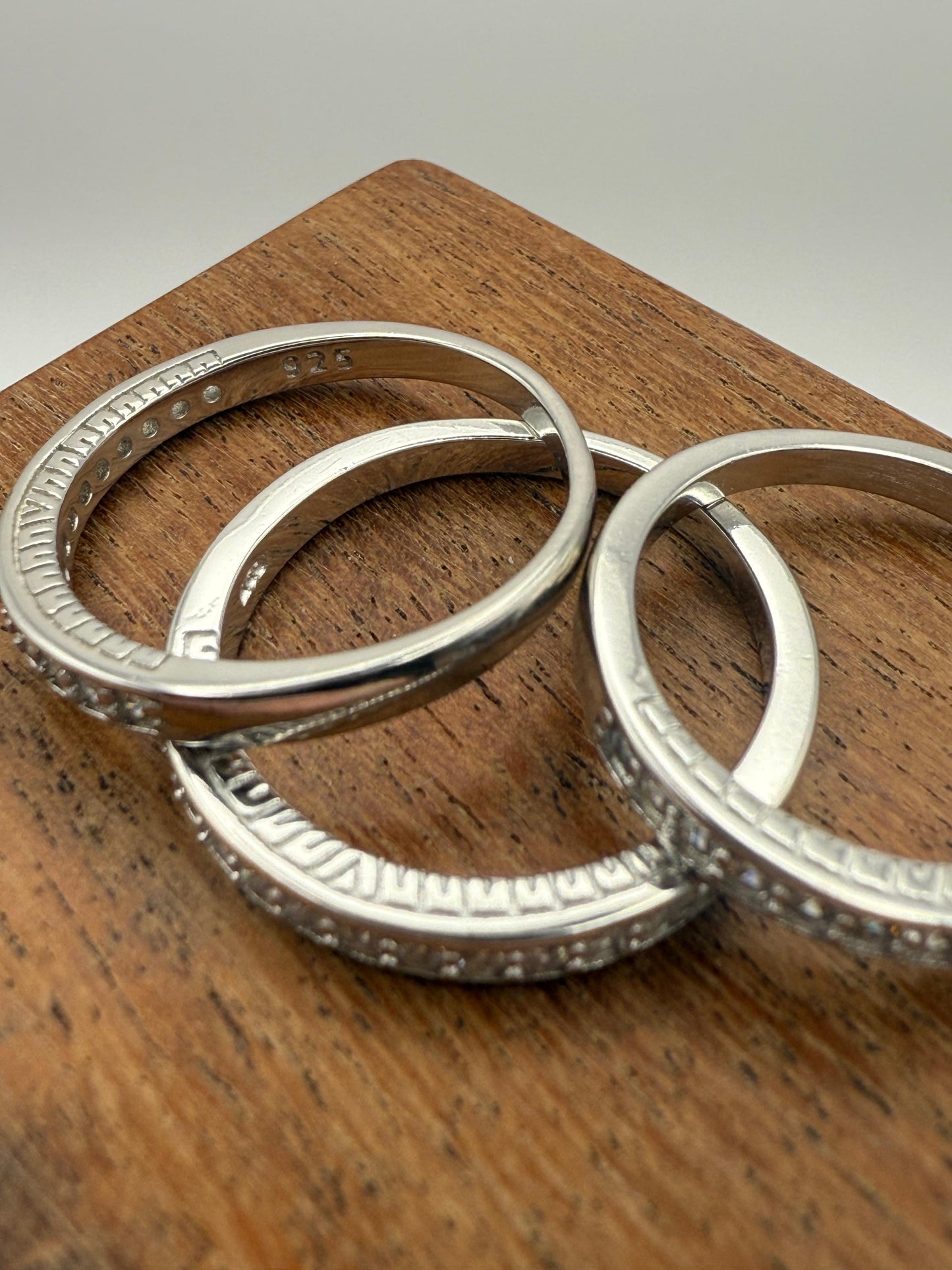 Classic half paved C/Z Stacker Rings Sterling Silver 925