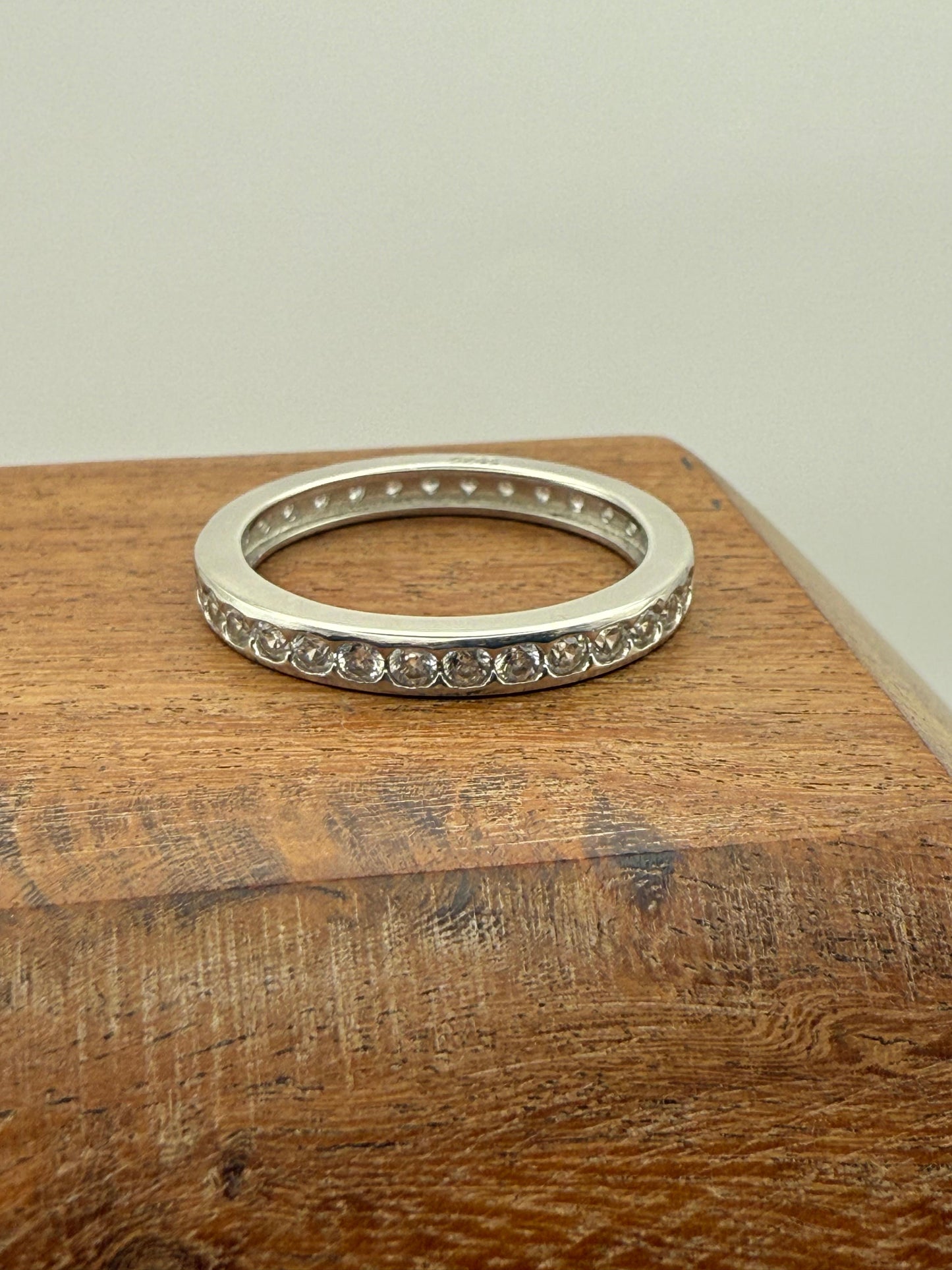 Fully Paved single row C/Z Ring Sterling Silver 925