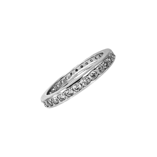 Fully Paved single row C/Z Ring Sterling Silver 925