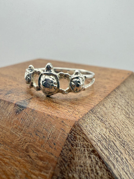 Turtle Trio Ring Sterling Silver 925