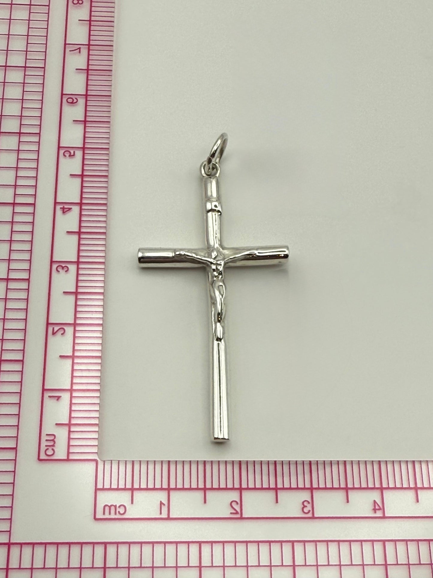 Solid Round Crucifix Sterling Silver 925