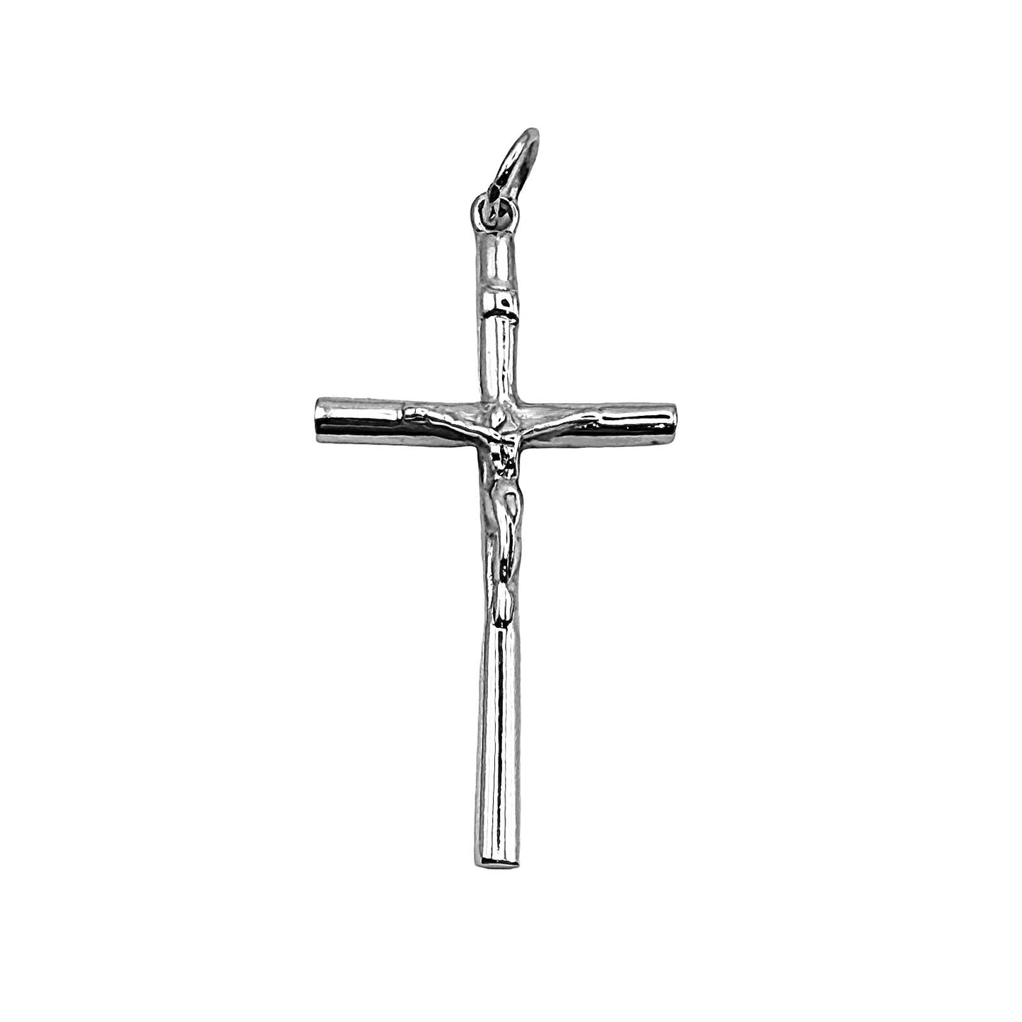 Solid Round Crucifix Sterling Silver 925