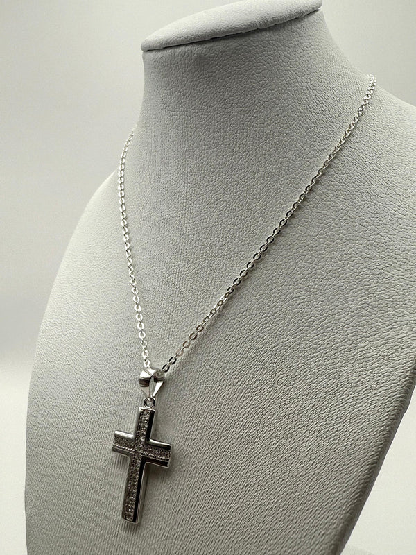 C/Z Cross Necklace 50cm Sterling Silver 925