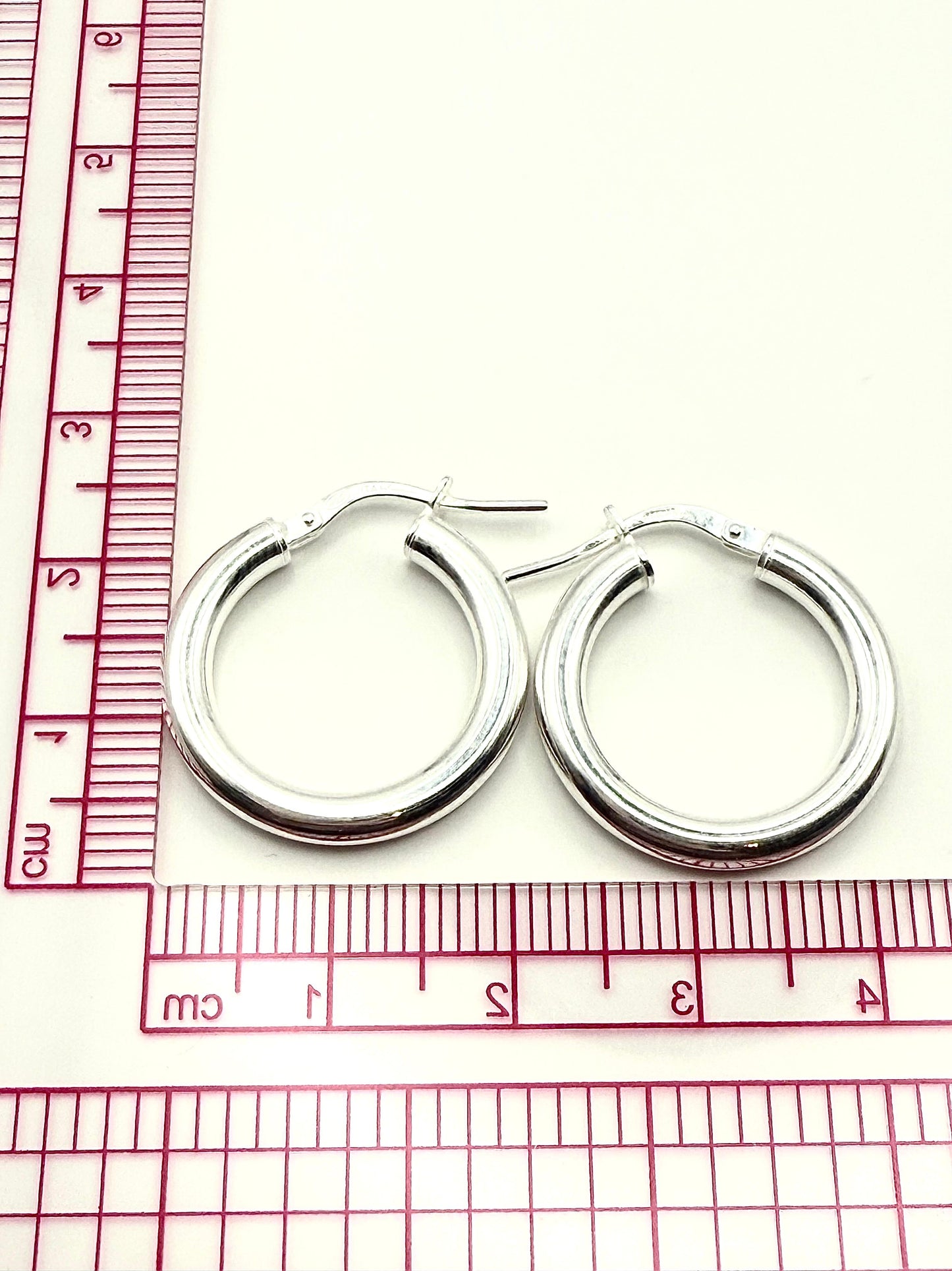 Rounded Hoop Earrings 3mm x 20mm Sterling Silver 925