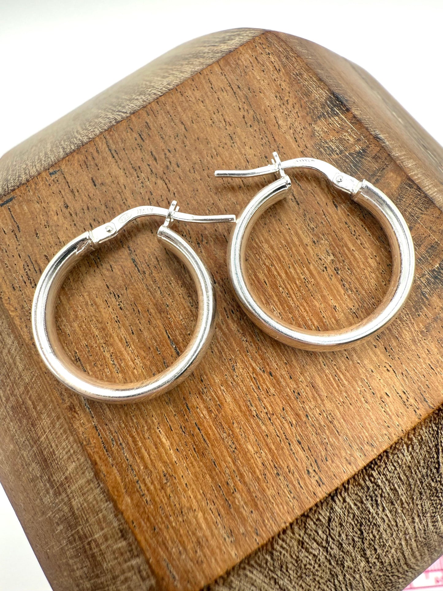 Oval Hoop Earrings 3mm x 20mm Sterling Silver 925