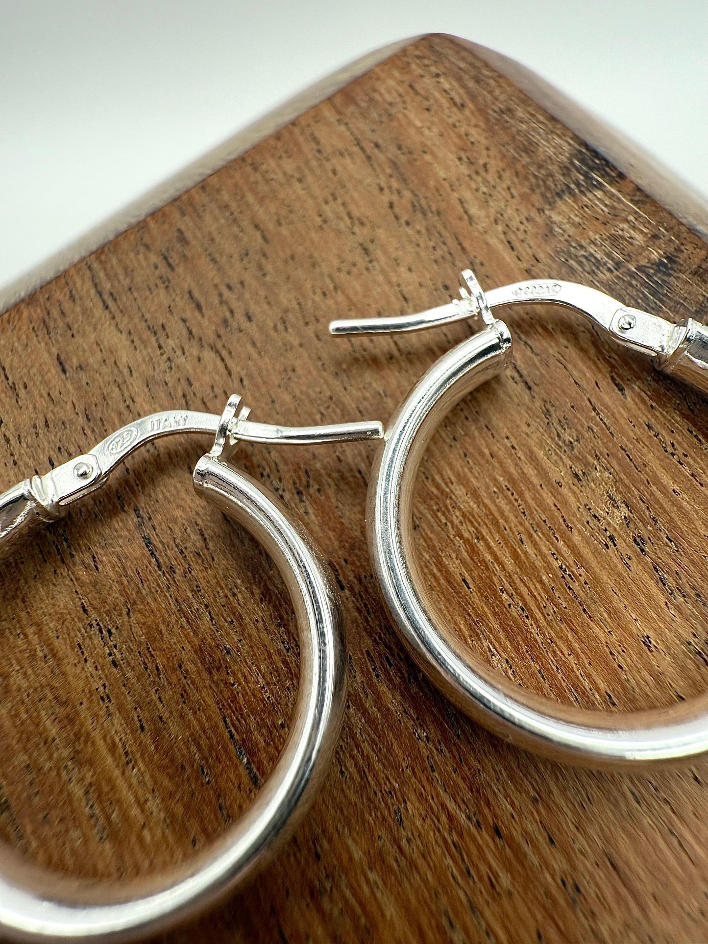 Oval Hoop Earrings 3mm x 20mm Sterling Silver 925