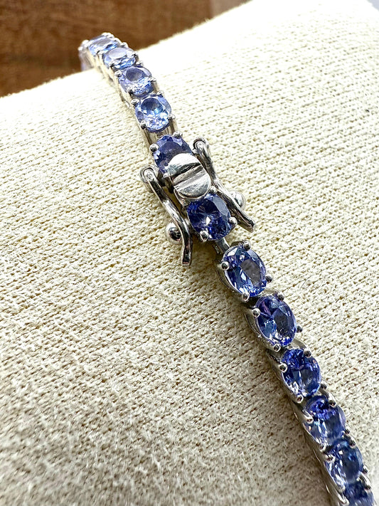 Tanzanite (AA+) Tennis Bracelet Sterling Silver 925