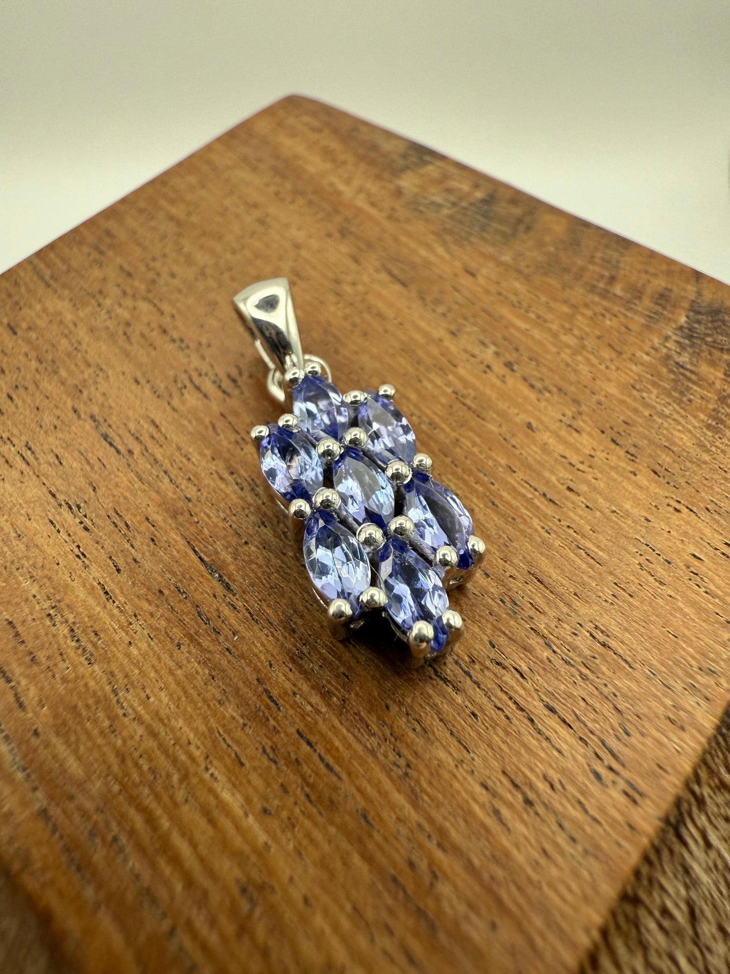Oval Cluster Tanzanite Pendant Sterling Silver 925