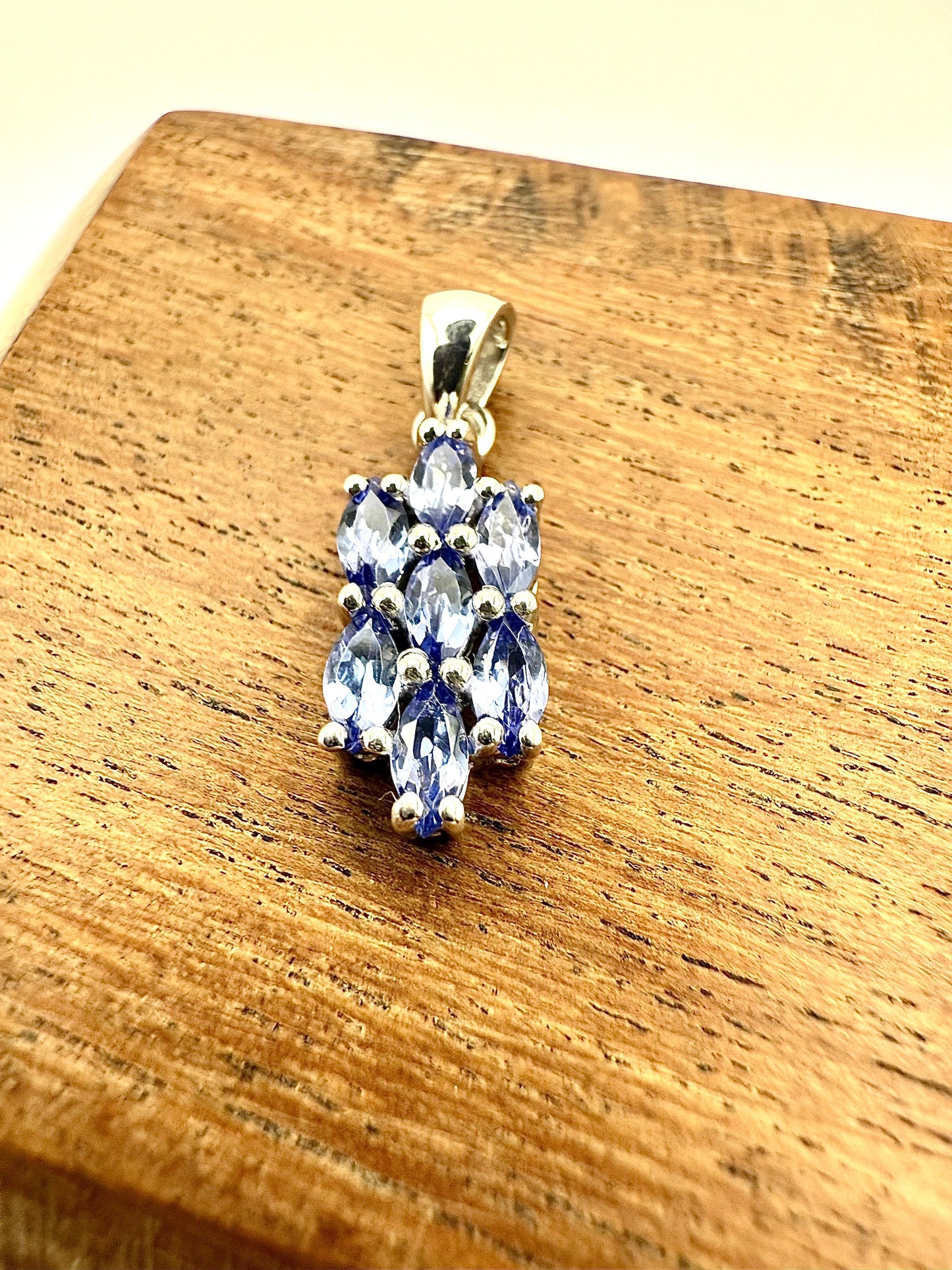 Oval Cluster Tanzanite Pendant Sterling Silver 925