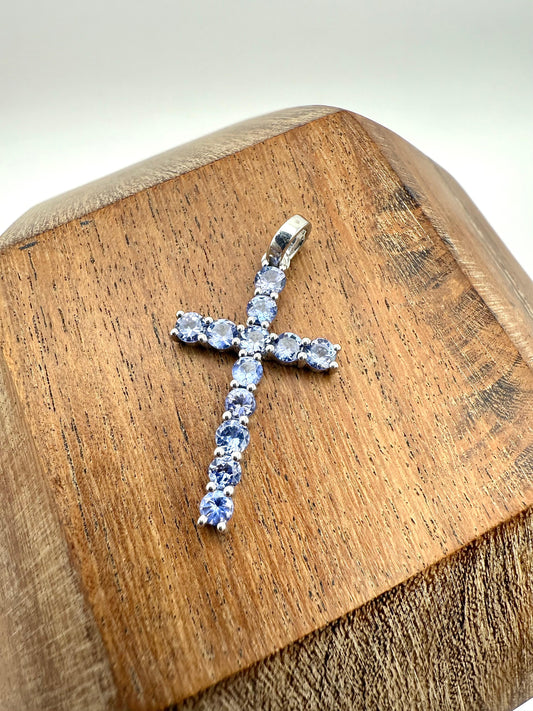 Cross Tanzanite Pendant Sterling Silver 925
