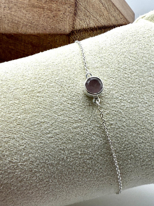 Rose Quartz (6mm) Bracelet Sterling Silver 925