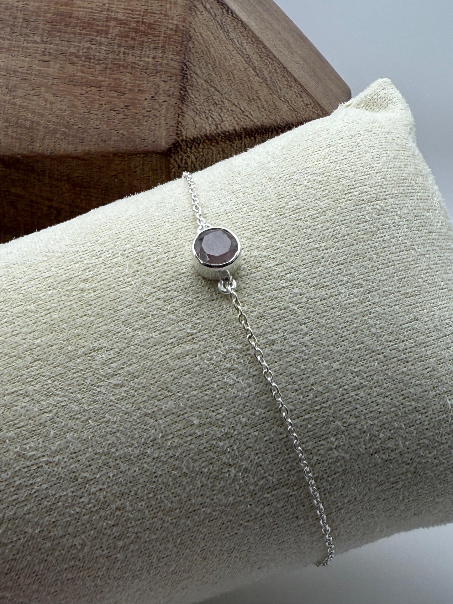 Rose Quartz (6mm) Bracelet Sterling Silver 925