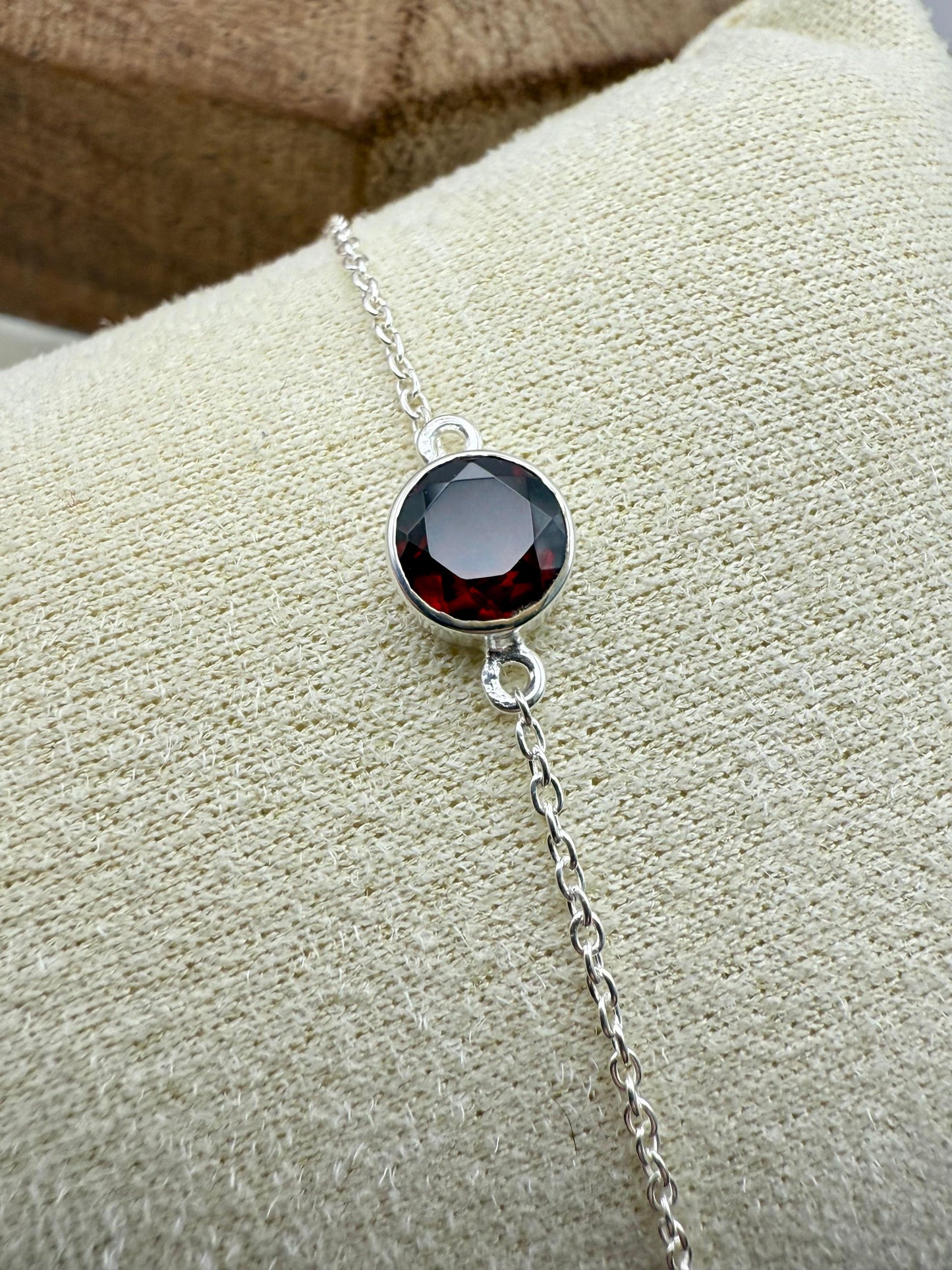 Garnet (6mm) Bracelet Sterling Silver 925