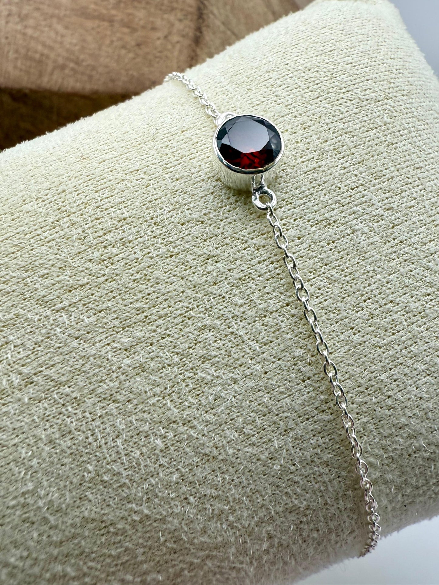 Garnet (6mm) Bracelet Sterling Silver 925