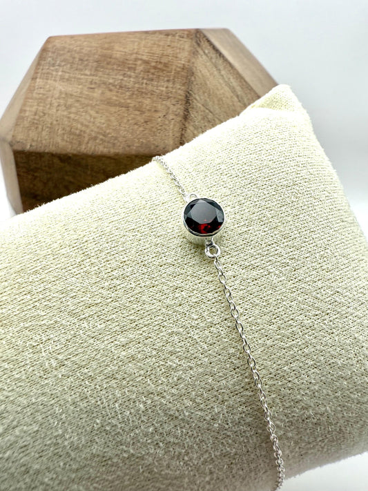 Garnet (6mm) Bracelet Sterling Silver 925